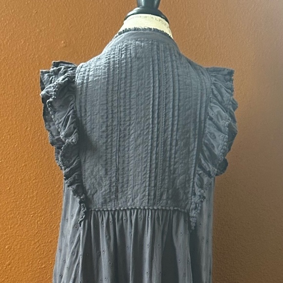 Wrap London Gray Broderie Anglaise Sleeveless Cotton Dress Size 8 EUC! - Picture 8 of 9